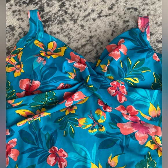 Lands’End Tankini Swim Twist Front top and matching bikini bottoms size 18 - Picture 3 of 10